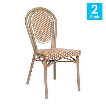 Set of 2 Classic Bistro Chairs, Natural & White/Light Natural Frame