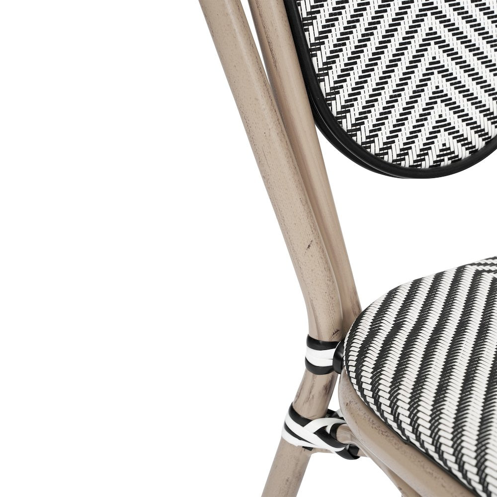 Set of 2 Classic Bistro Chairs, Black & White/Light Natural Frame