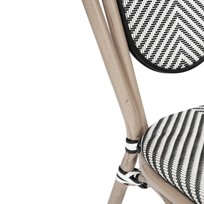Set of 2 Classic Bistro Chairs, Black & White/Light Natural Frame