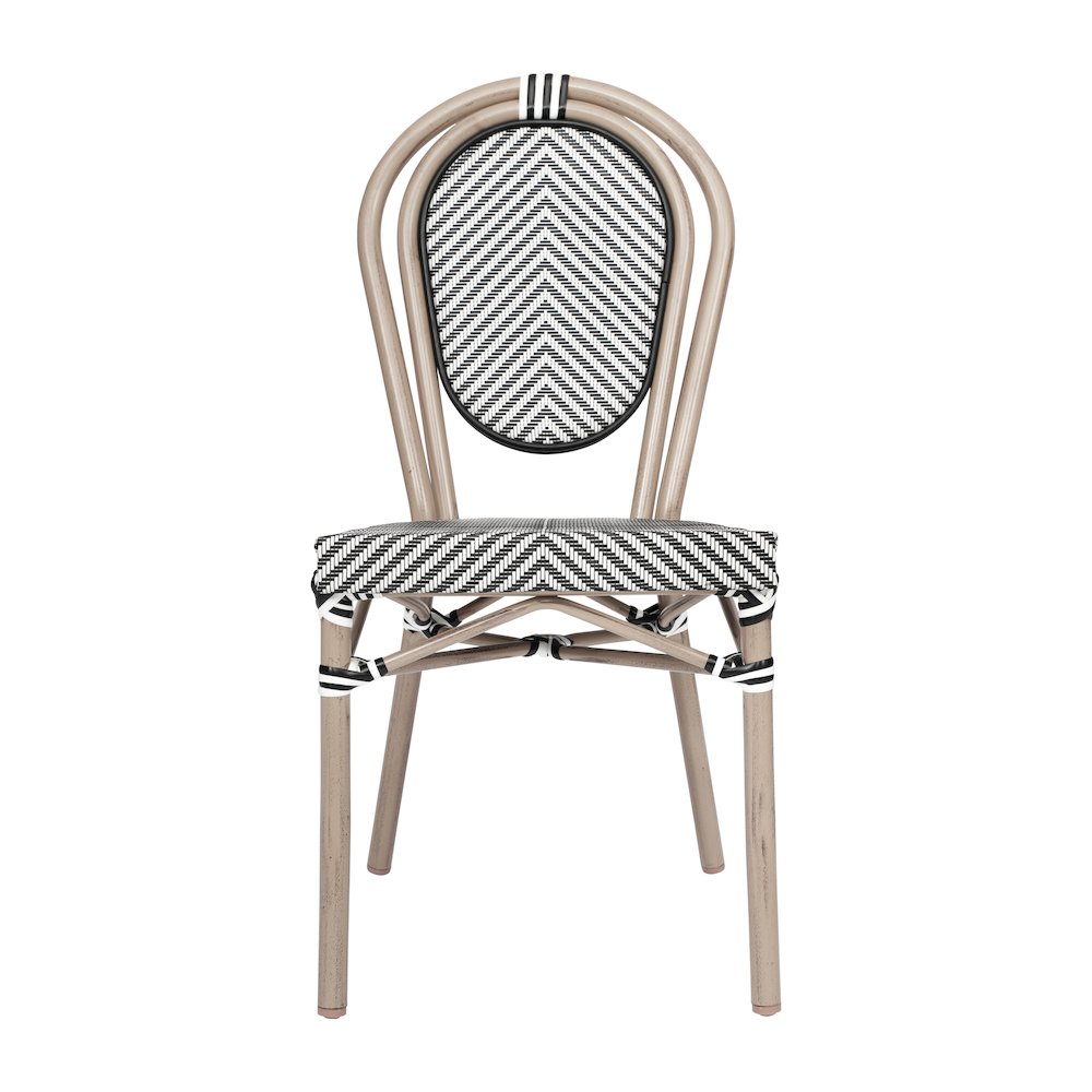 Set of 2 Classic Bistro Chairs, Black & White/Light Natural Frame