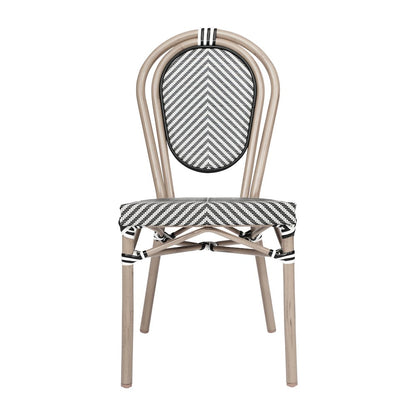 Set of 2 Classic Bistro Chairs, Black & White/Light Natural Frame