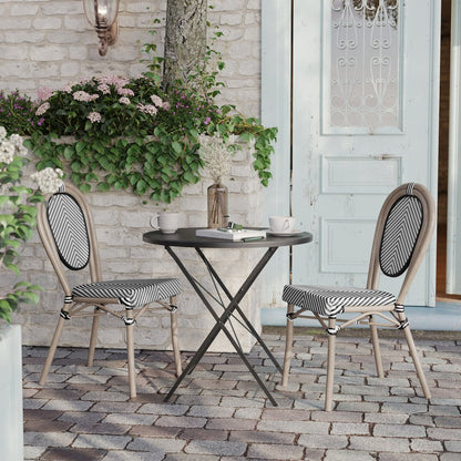 Set of 2 Classic Bistro Chairs, Black & White/Light Natural Frame