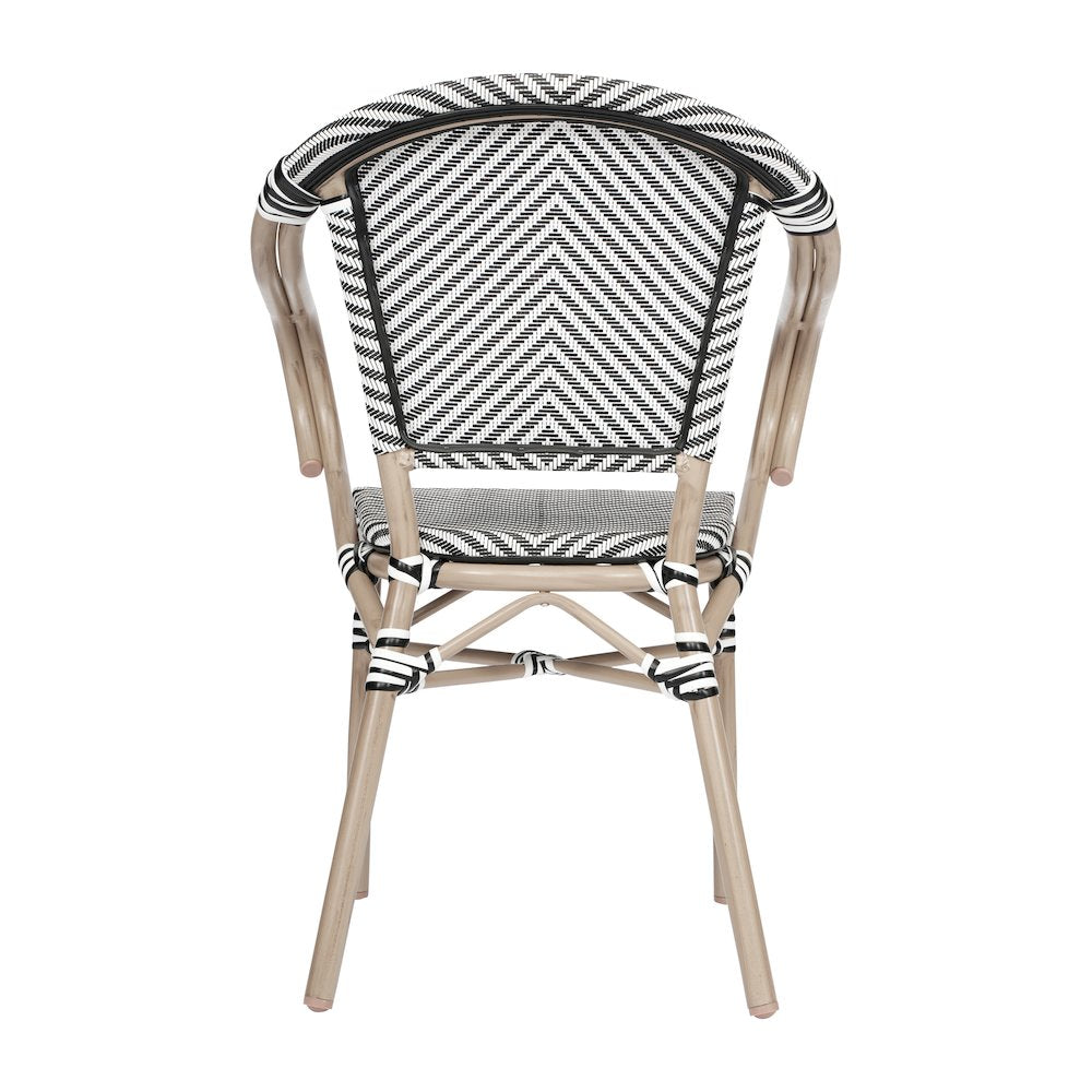 Set of 2 Classic Bistro Chairs, Black & White/Light Natural Frame