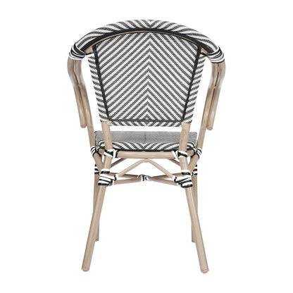 Set of 2 Classic Bistro Chairs, Black & White/Light Natural Frame