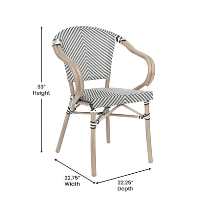 Set of 2 Classic Bistro Chairs, Black & White/Light Natural Frame