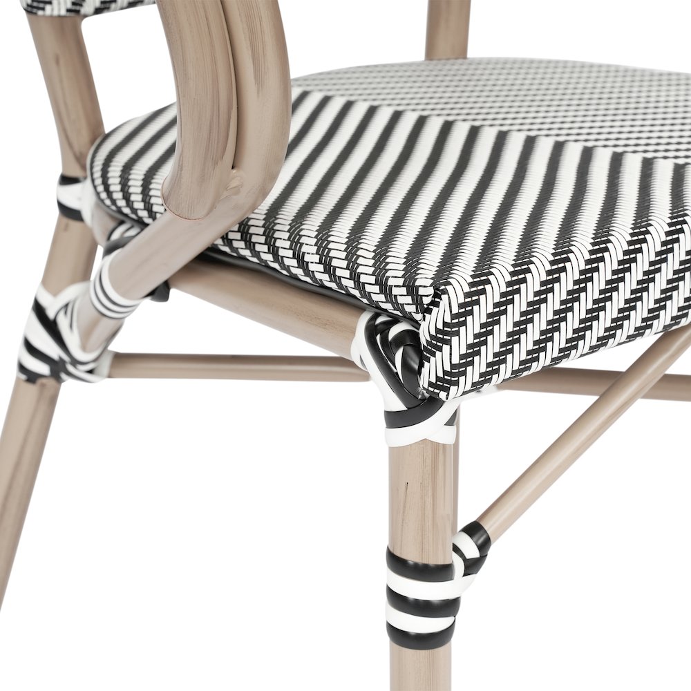 Set of 2 Classic Bistro Chairs, Black & White/Light Natural Frame