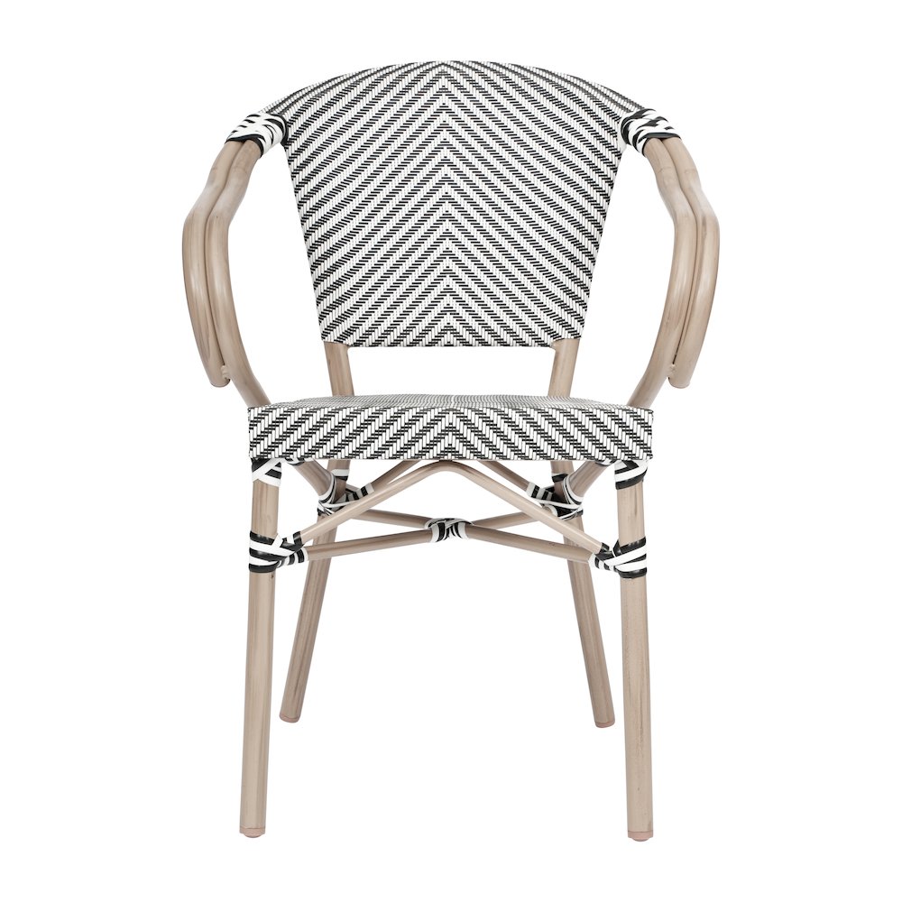 Set of 2 Classic Bistro Chairs, Black & White/Light Natural Frame