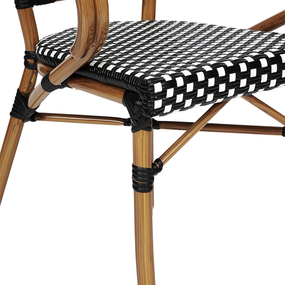Set of 2 Classic Commercial Grade Bistro Chairs, Black & White/Natural Frame