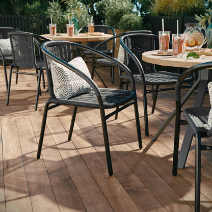 2 Pack Gray Rattan Indoor-Outdoor Restaurant Stack Chair