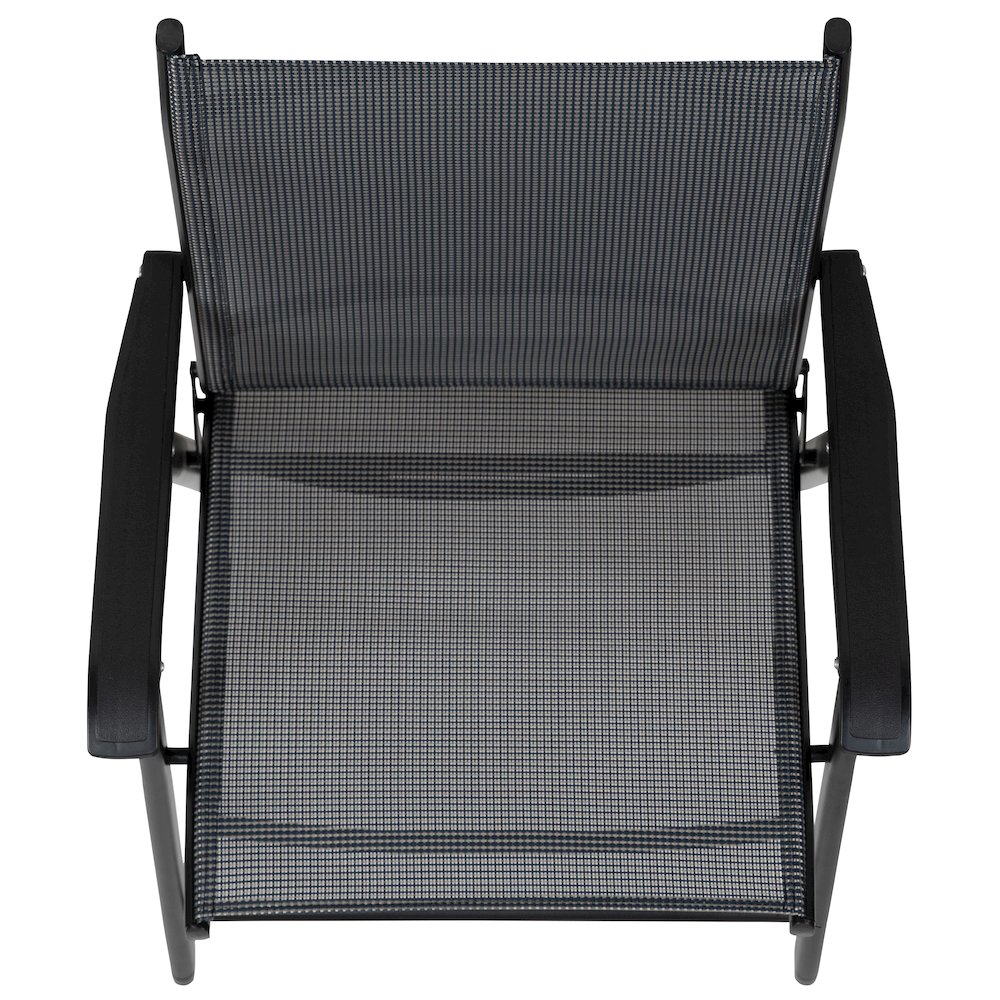 Gray Outdoor Folding Patio Sling Chair with Black Frame (2 Pack)