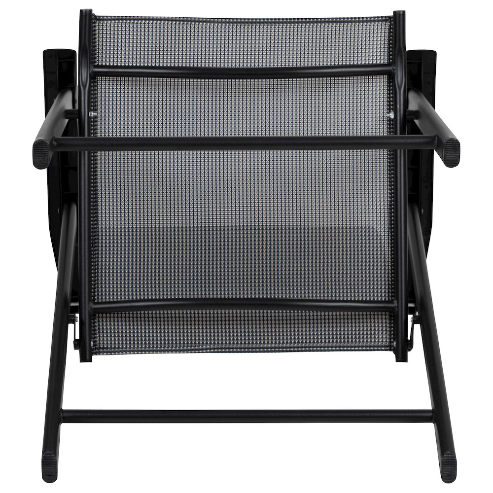 Gray Outdoor Folding Patio Sling Chair with Black Frame (2 Pack)