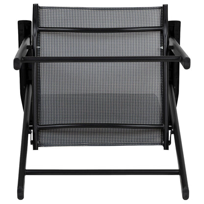 Gray Outdoor Folding Patio Sling Chair with Black Frame (2 Pack)