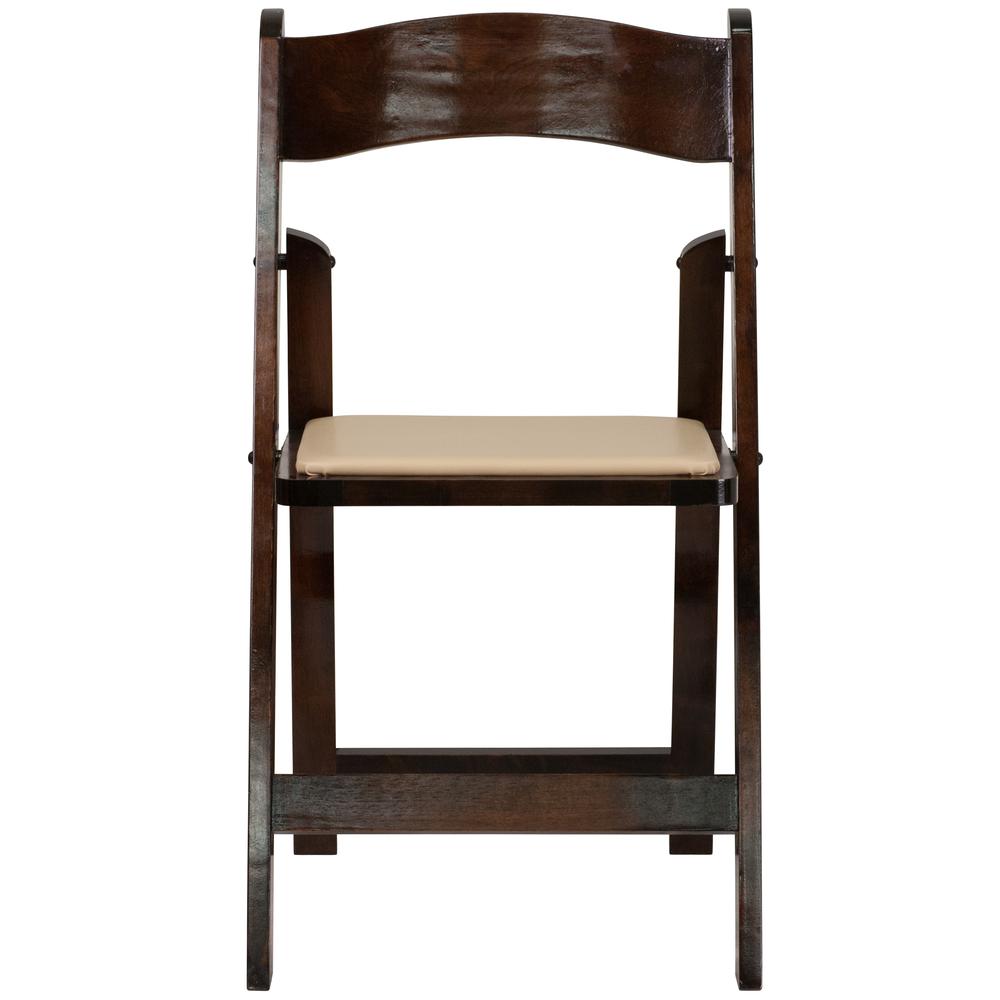 Fruitwood Wood Folding Chair with Vinyl Padded Seat