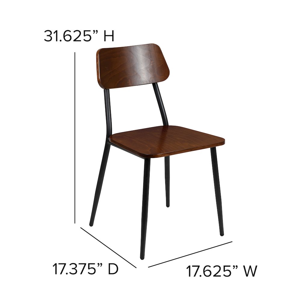 Set of 2 Commercial Grade Industrial Style Dining Chairs