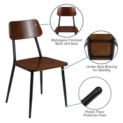 Set of 2 Commercial Grade Industrial Style Dining Chairs