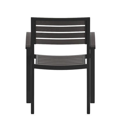 Set of 2 Outdoor Stackable Faux Teak Side Chairs