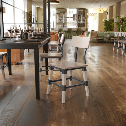 Jackson 2 Pack Rustic Antique White Industrial Wood Dining Chair