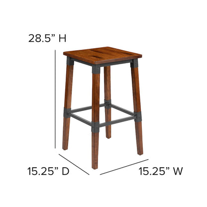 Set of 2 Commercial Grade Industrial Style Backless Dining Barstools
