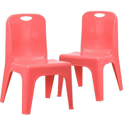 2 Pack Red Plastic Stackable School Chair with Carrying Handle