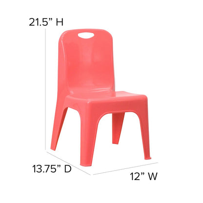 2 Pack Red Plastic Stackable School Chair with Carrying Handle