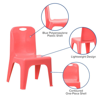 2 Pack Red Plastic Stackable School Chair with Carrying Handle