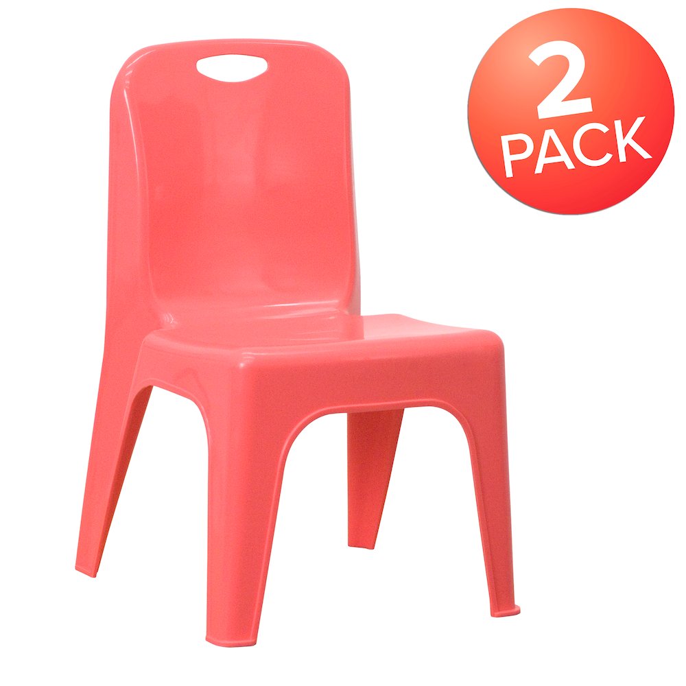 2 Pack Red Plastic Stackable School Chair with Carrying Handle