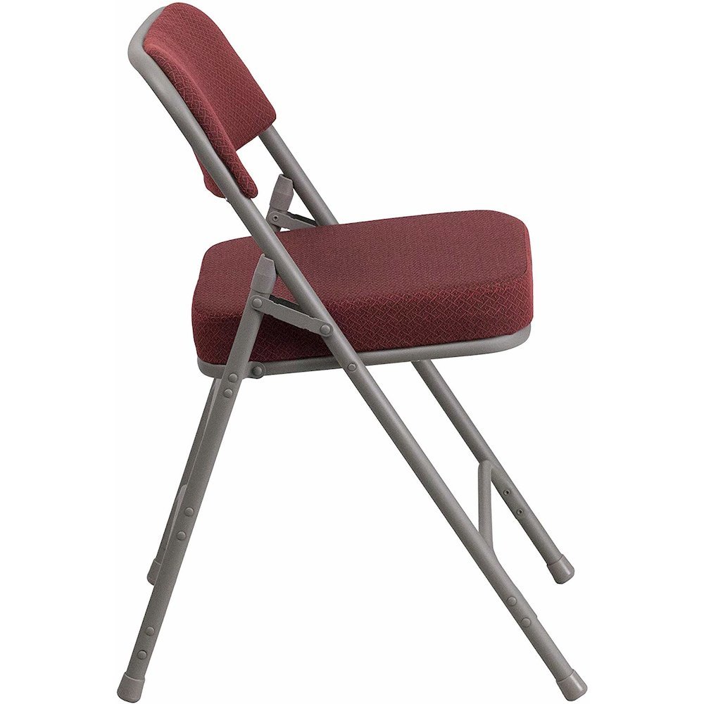 Triple Braced & Double Hinged Burgundy Fabric Metal Folding Chair pack of 4