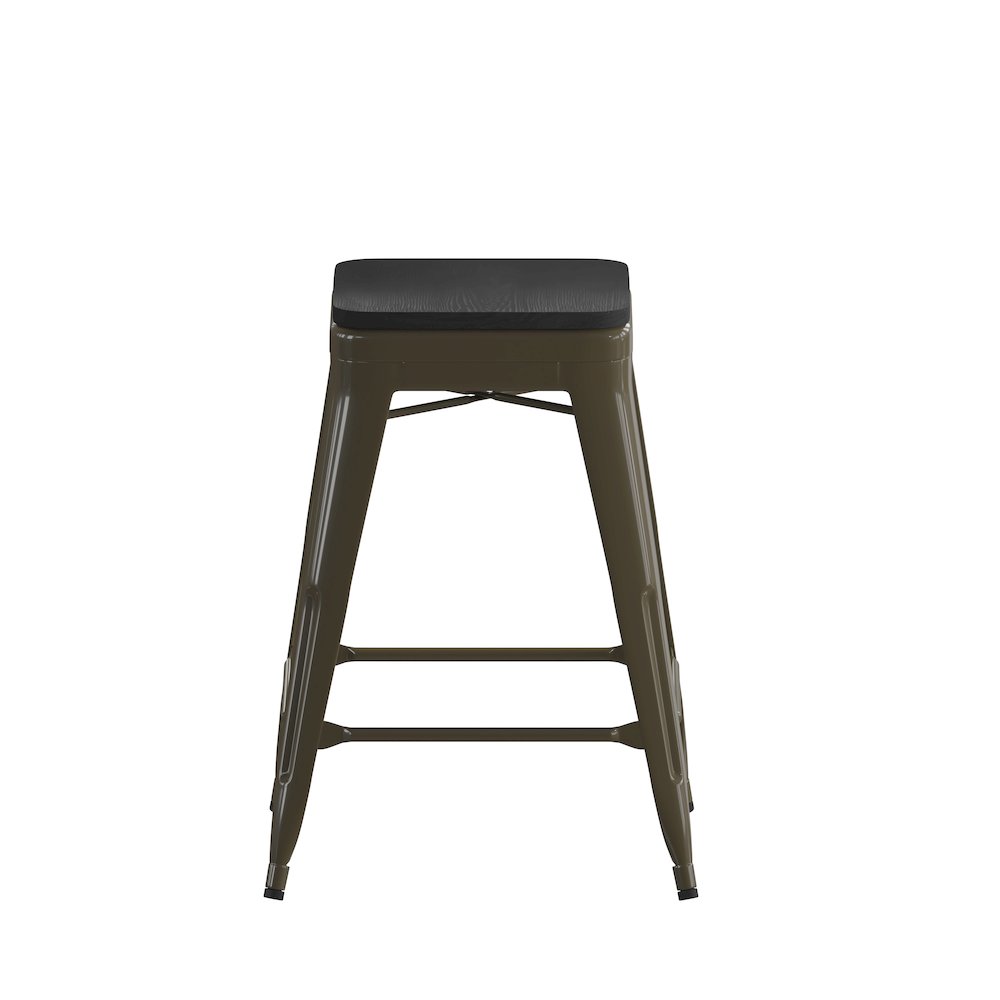 Modern Industrial Metal Counter Stool with Poly Resin Seat, Set of 4