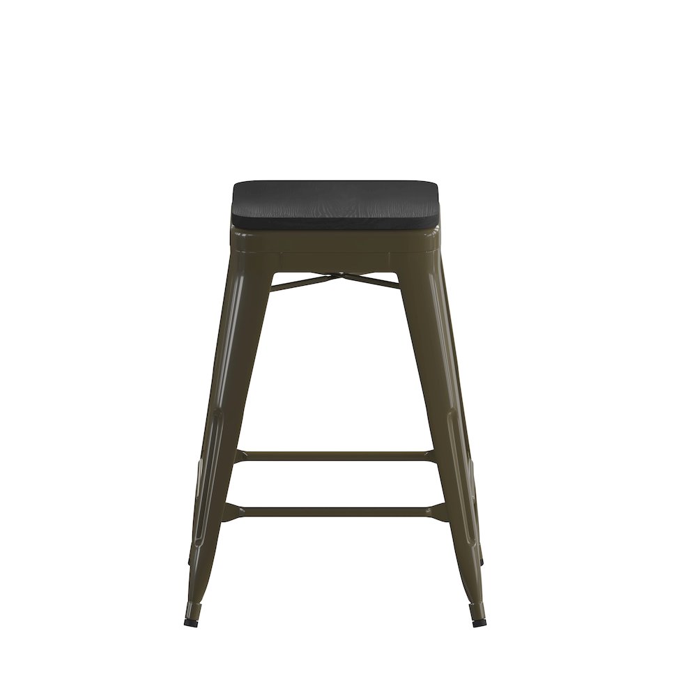 Modern Industrial Metal Counter Stool with Poly Resin Seat, Set of 4