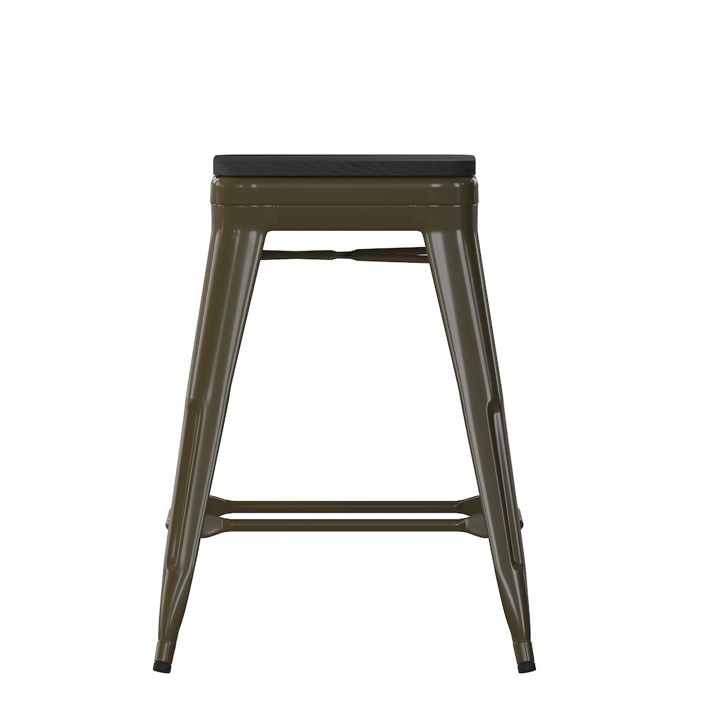 Modern Industrial Metal Counter Stool with Poly Resin Seat, Set of 4