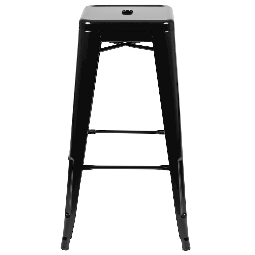 Modern Industrial Metal Stool in Black