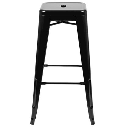 Modern Industrial Metal Stool in Black