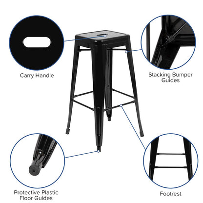 Modern Industrial Metal Stool in Black
