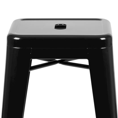 Modern Industrial Metal Stool in Black
