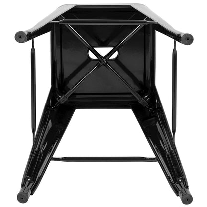 Modern Industrial Metal Stool in Black