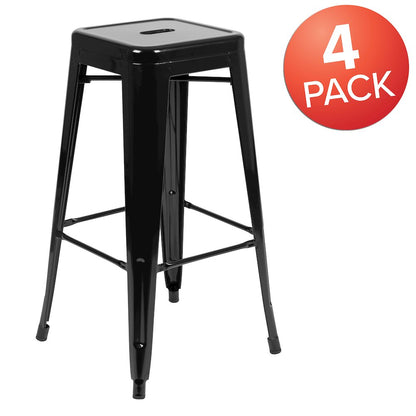 Modern Industrial Metal Stool in Black