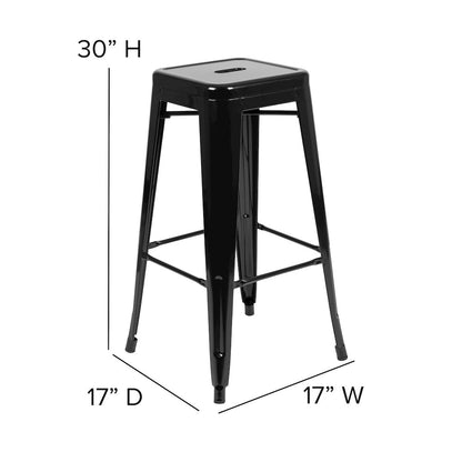Modern Industrial Metal Bar Stool with Poly Resin Seat, Set of 4