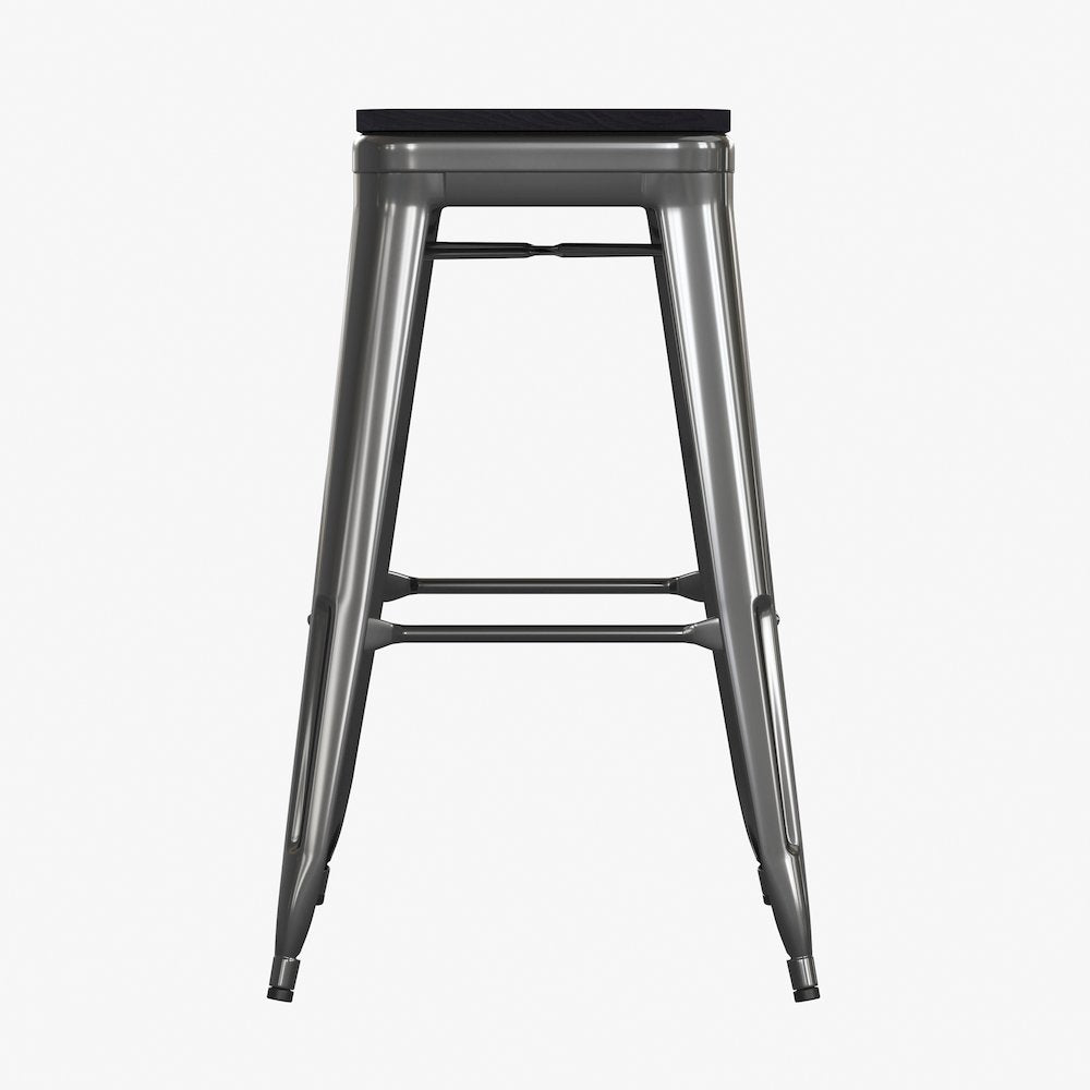 Modern Industrial Metal Bar Stool with Poly Resin Seat, Set of 4