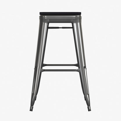 Modern Industrial Metal Bar Stool with Poly Resin Seat, Set of 4