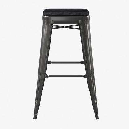 Modern Industrial Metal Bar Stool with Poly Resin Seat, Set of 4