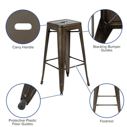Modern Industrial Metal Stool in Gun Metal Gray