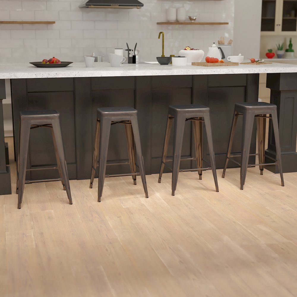 Modern Industrial Metal Stool in Gun Metal Gray