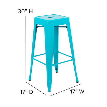 Modern Industrial Metal Bar Stool with Poly Resin Seat, Set of 4