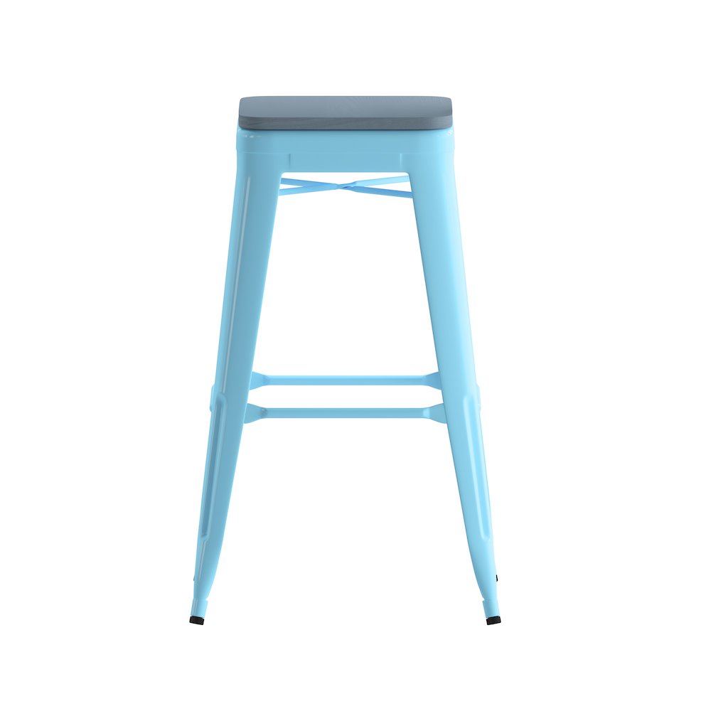 Modern Industrial Metal Bar Stool with Poly Resin Seat, Set of 4
