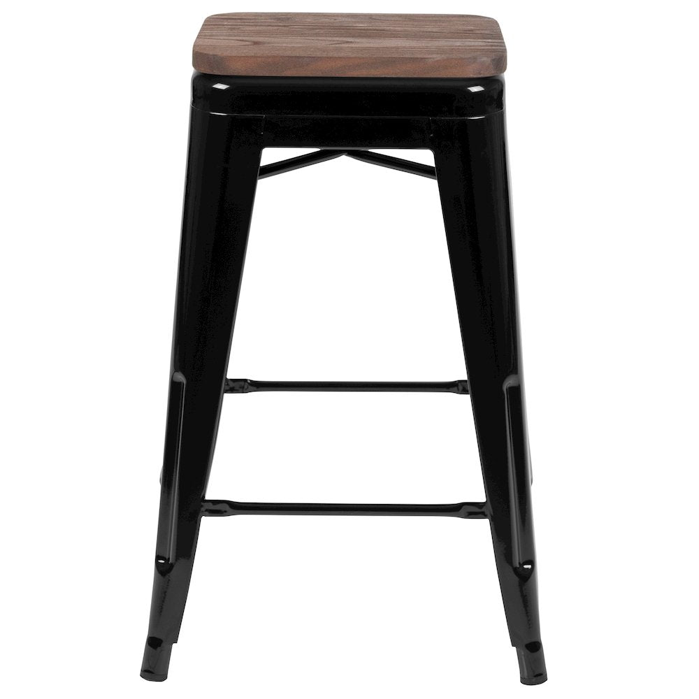 Set of 4 Modern Industrial Metal Stools in Black