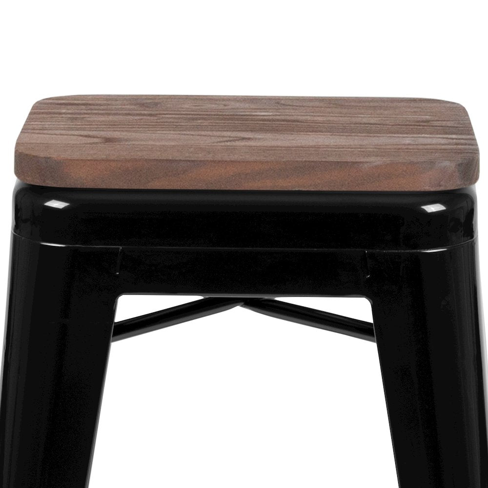 Set of 4 Modern Industrial Metal Stools in Black