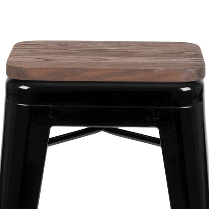 Set of 4 Modern Industrial Metal Stools in Black