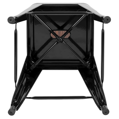 Set of 4 Modern Industrial Metal Stools in Black