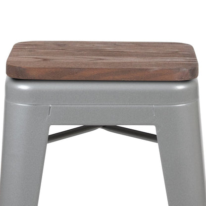 Set of 4 Modern Industrial Metal Stools  in Silver