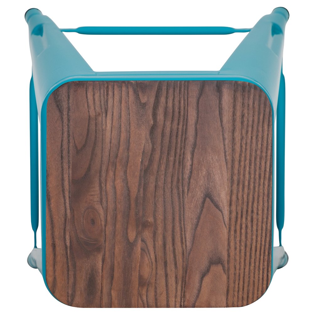 Set of 4 Modern Industrial Metal Stools  in Teal